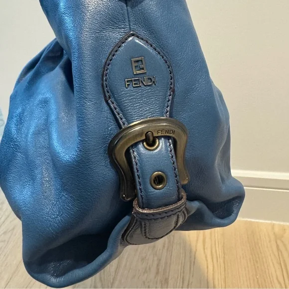 💗FENDI Blue Borse Leather Doctor Hobo Bag Authentic - Picture 4 of 16